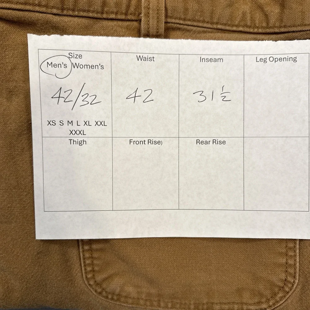 Carhartt Pants Mens 42x32 Brown Canvas Double Knee Work 103334 211
